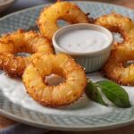 Fried Pineapple Rings with Coconut Dipping Sauce