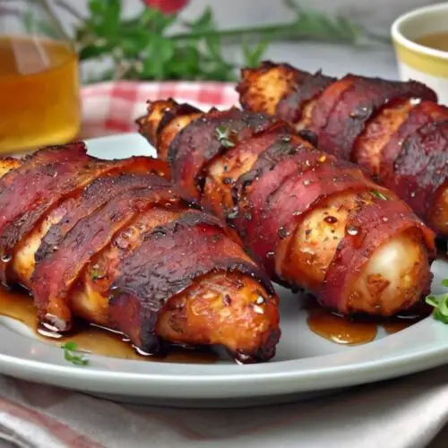 Bacon Wrapped Chicken Tenders with Brown Sugar Glaze