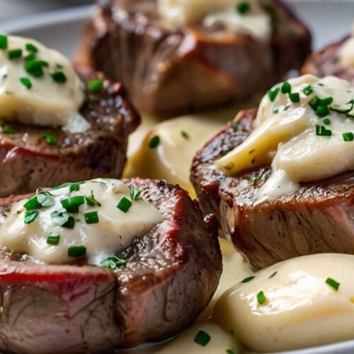 Garlic Butter Steak Bites with Creamy Parmesan Sauce