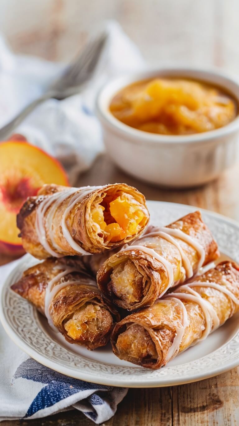 Peach Cobbler Egg Rolls