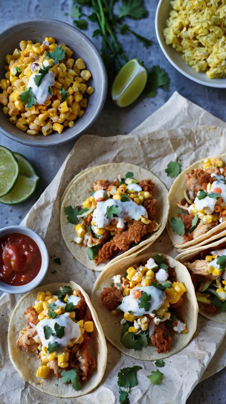 Street Corn Fried Chicken Tacos
