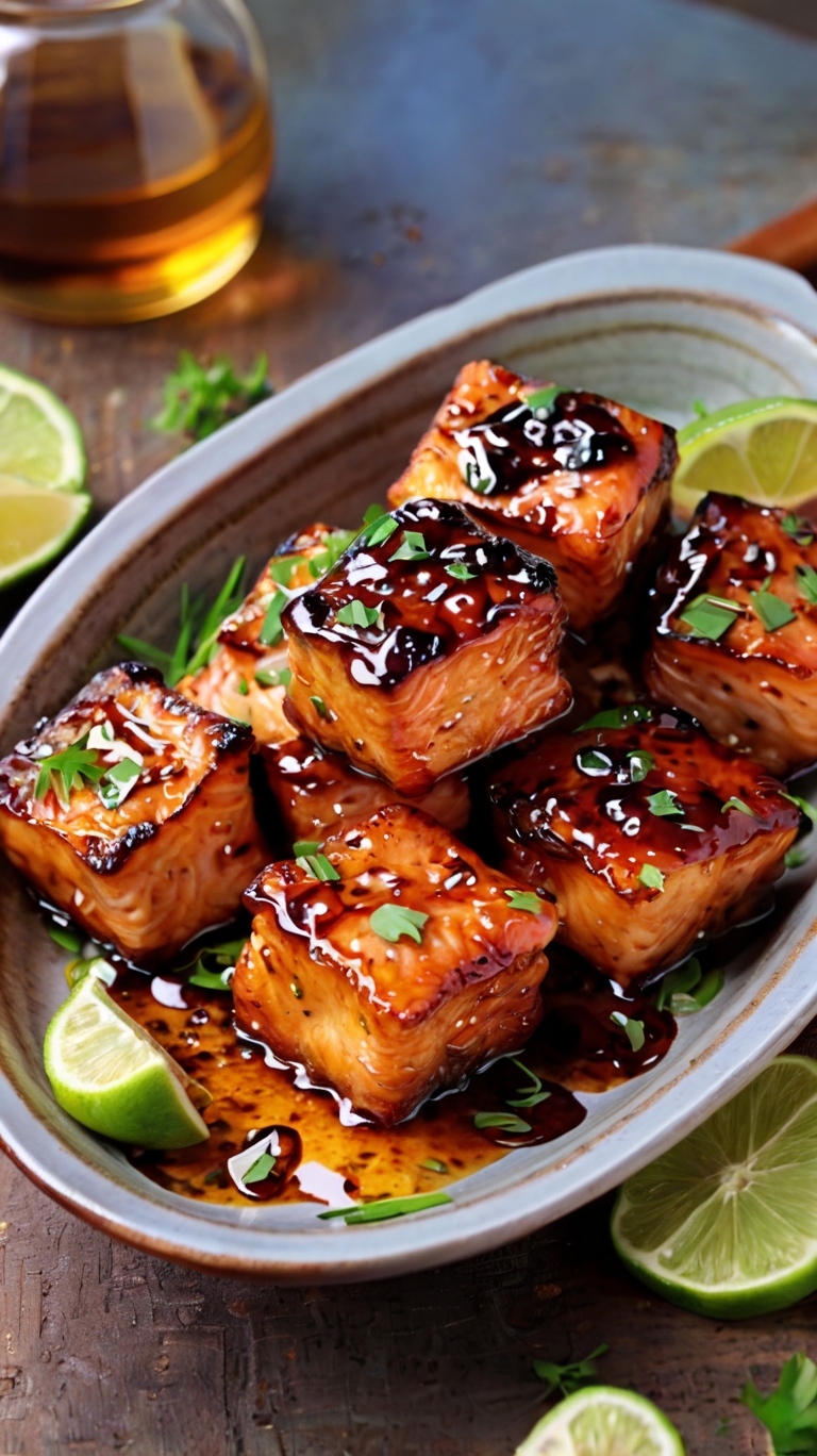 Honey Garlic Salmon Bites