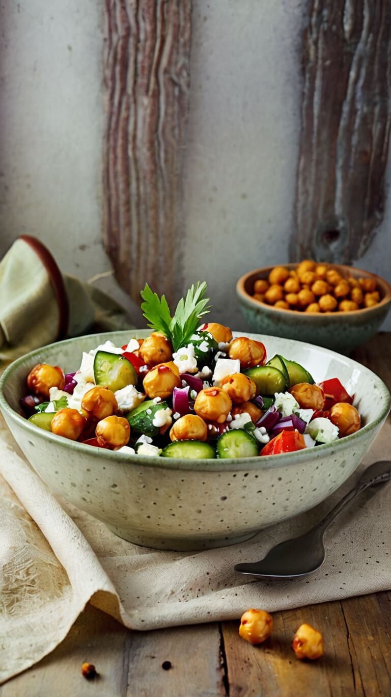 Cottage Cheese and Chickpeas Salad