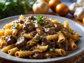 Creamy Garlic Beef Pasta Recipe