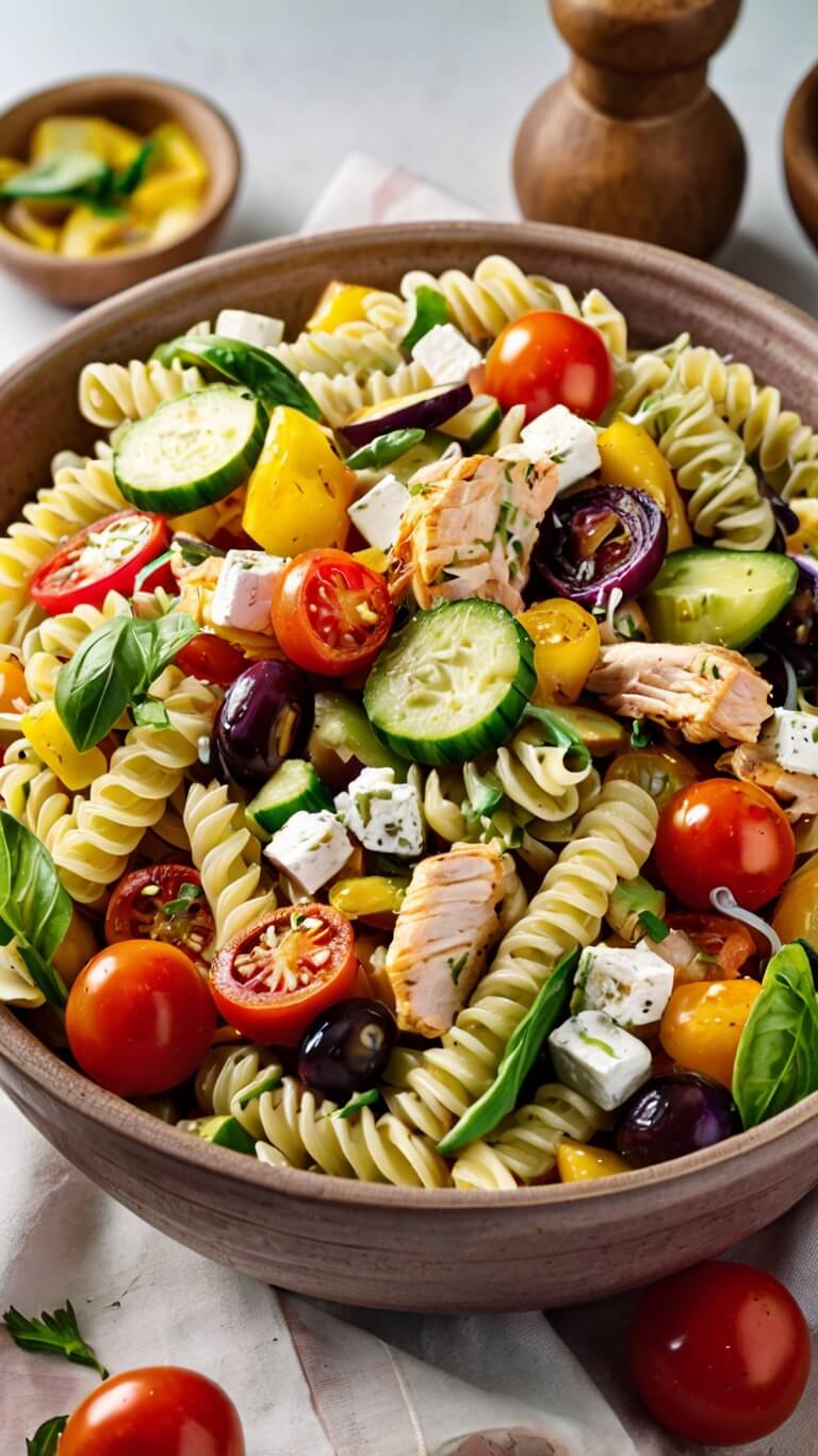 Greek Chicken Pasta Salad