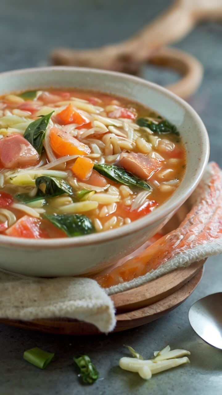Italian Orzo Spinach Soup 