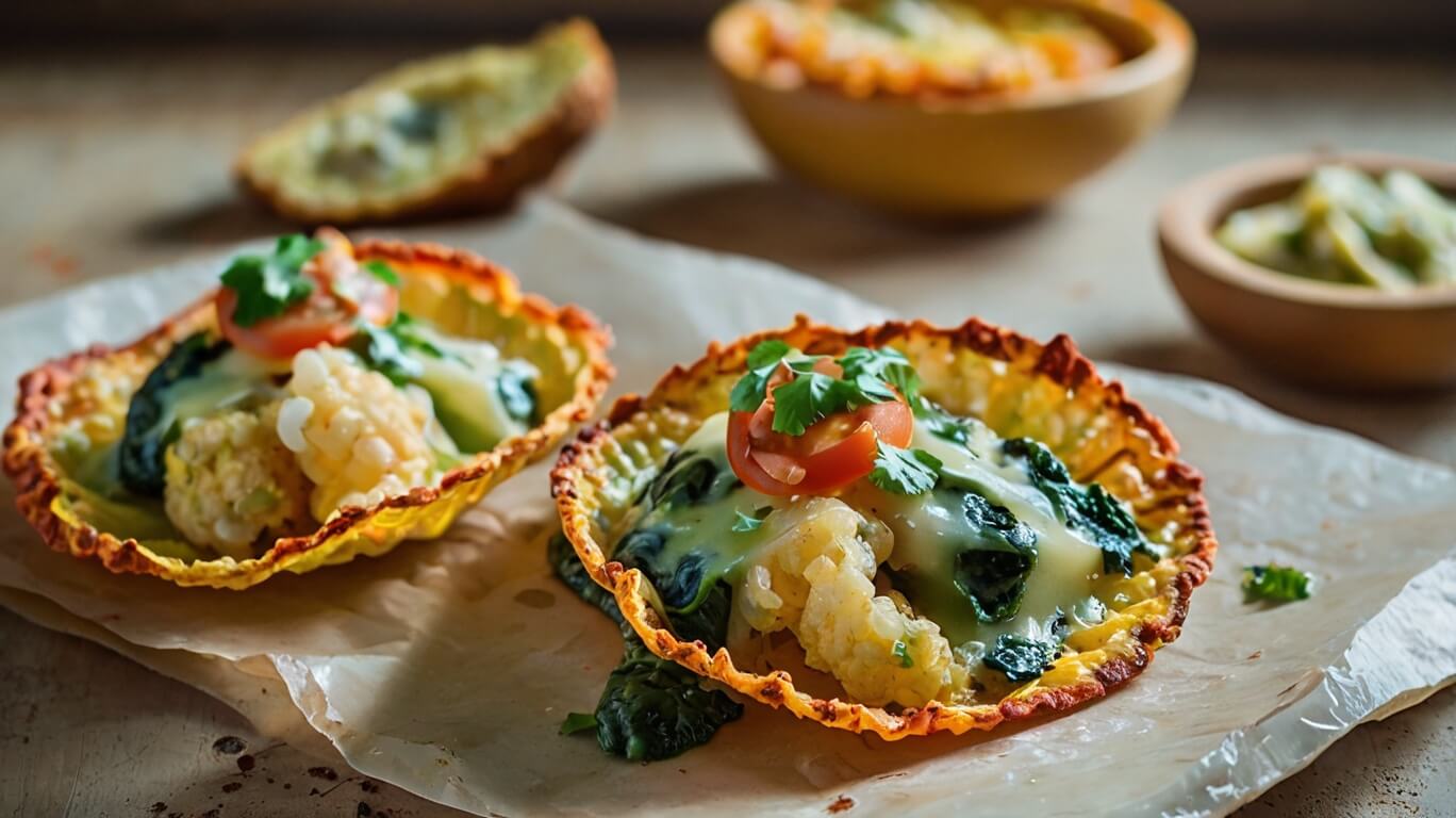 Low-Carb Cauliflower Spinach Taco Shells Recipe