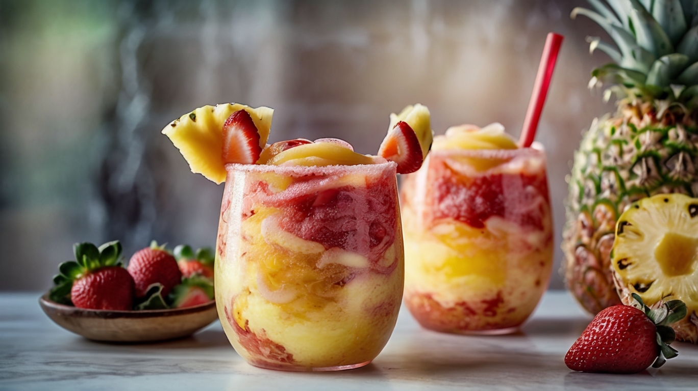 Pineapple Strawberry Swirled Slushies Recipe