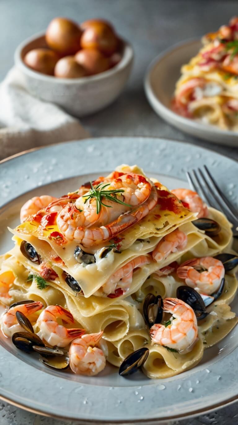 Seafood Lasagna with Lobster and Shrimp Recipe