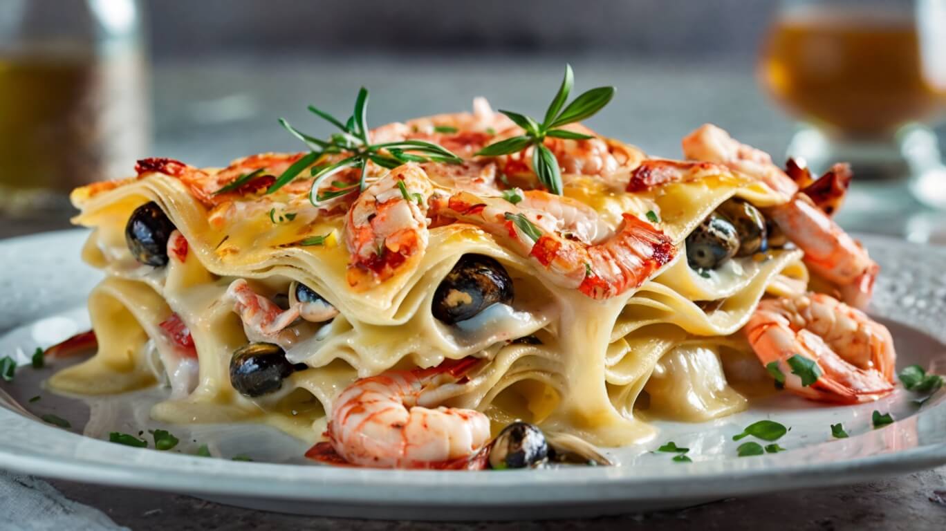 Seafood Lasagna with Lobster and Shrimp