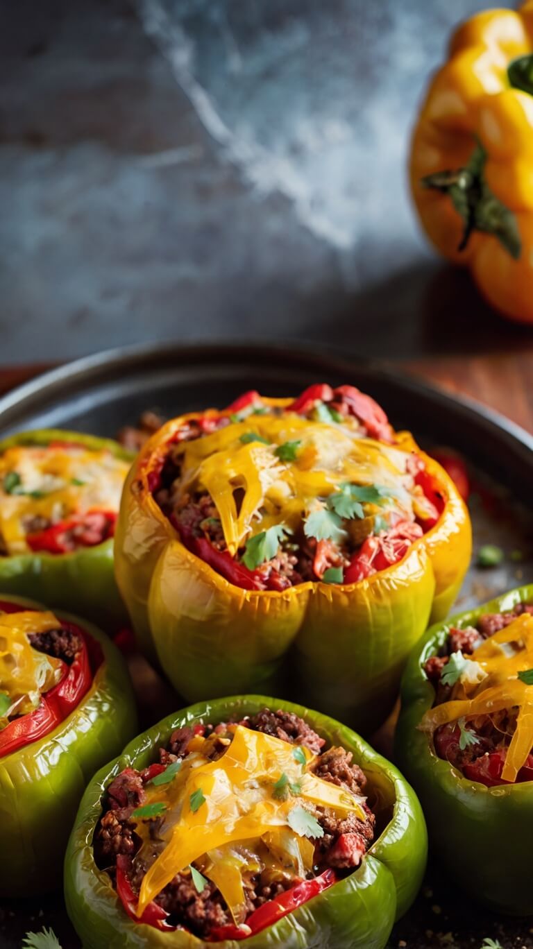 Stuffed Bell Peppers with Ground Beef