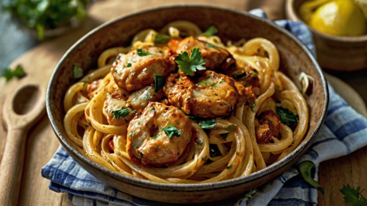 Cowboy Butter Chicken Pasta Linguine Recipe