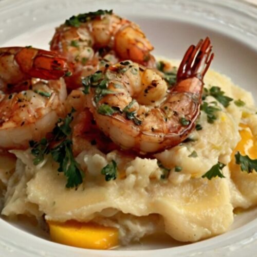 Garlic Shrimp Over Mashed Potatoes Recipe