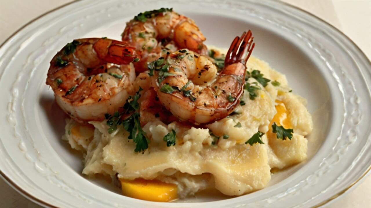 Garlic Shrimp Over Mashed Potatoes Recipe