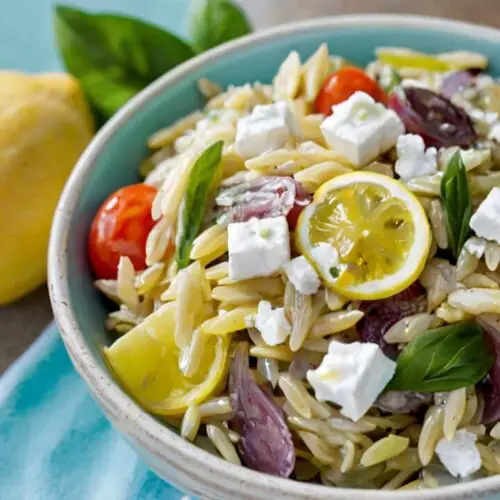 Lemon Basil Greek Orzo Salad Recipe