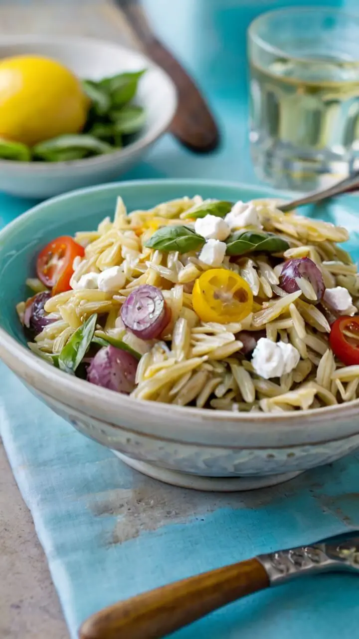 Lemon Basil Greek Orzo Salad