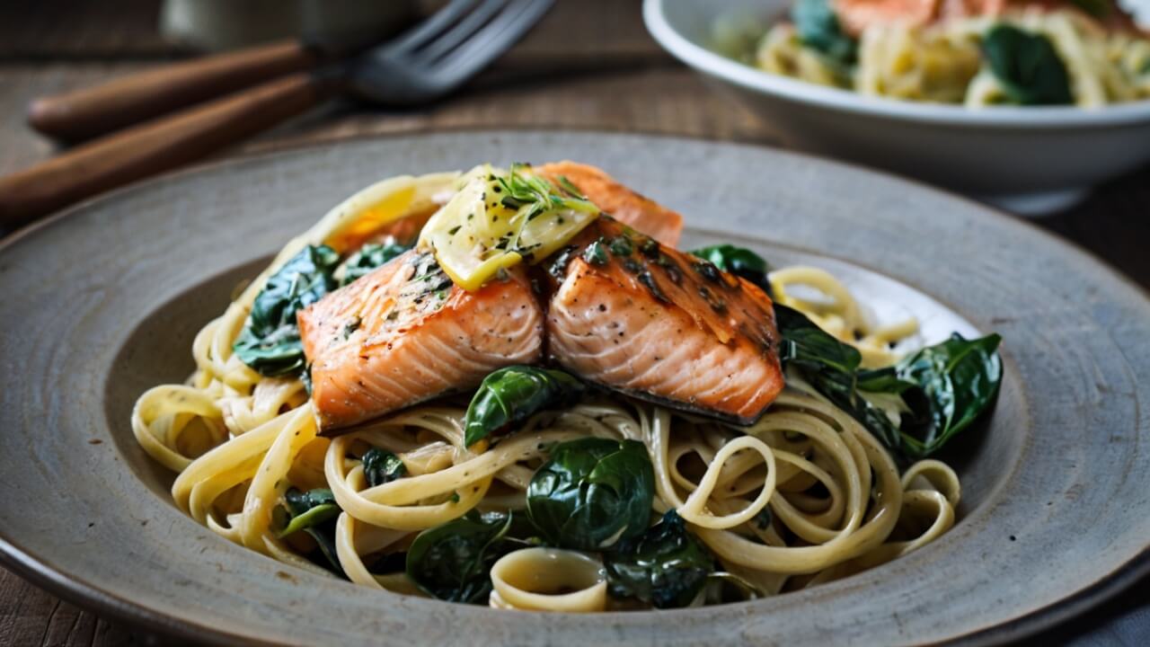 Salmon Spinach Pasta Recipe