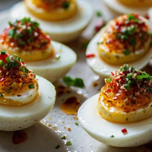 Spicy Chili Garlic Deviled Eggs Recipe