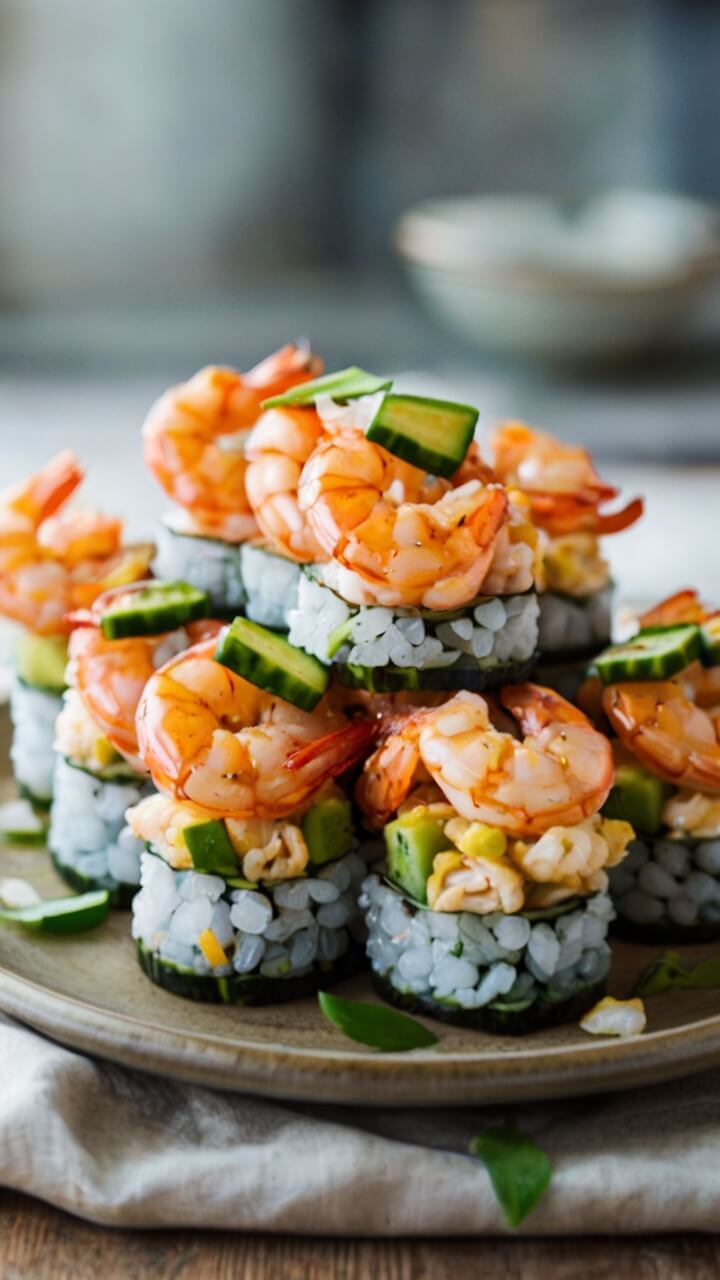Spicy Shrimp Sushi Stacks