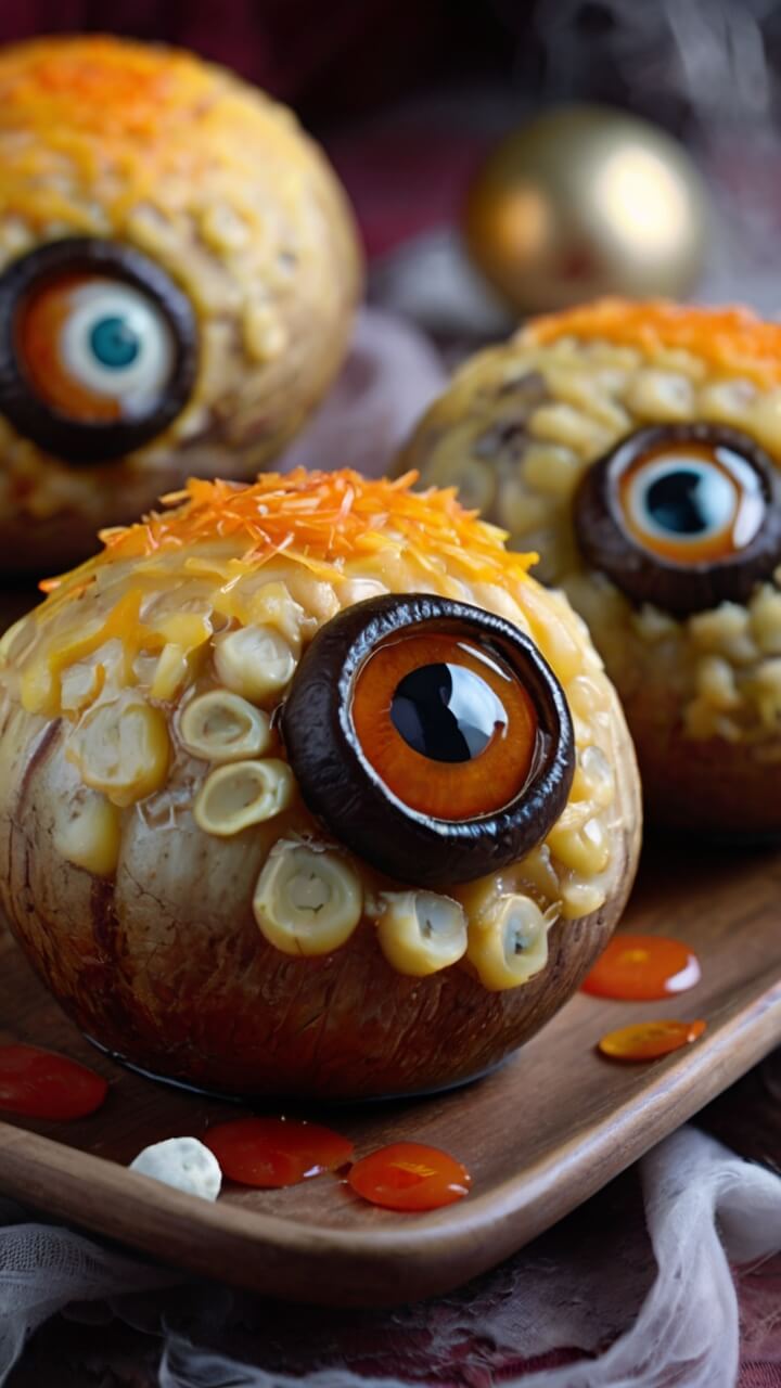 Spooky Stuffed Mushroom Eyeballs