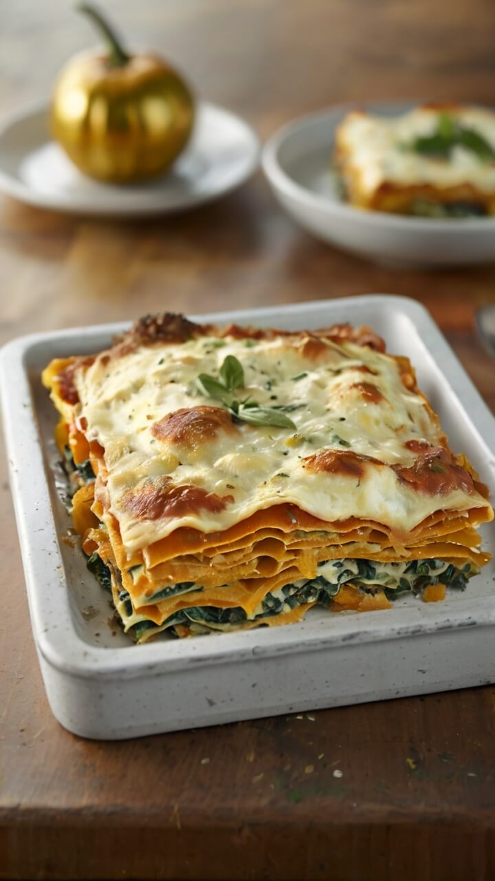 Vegetarian Pumpkin Spinach Lasagna