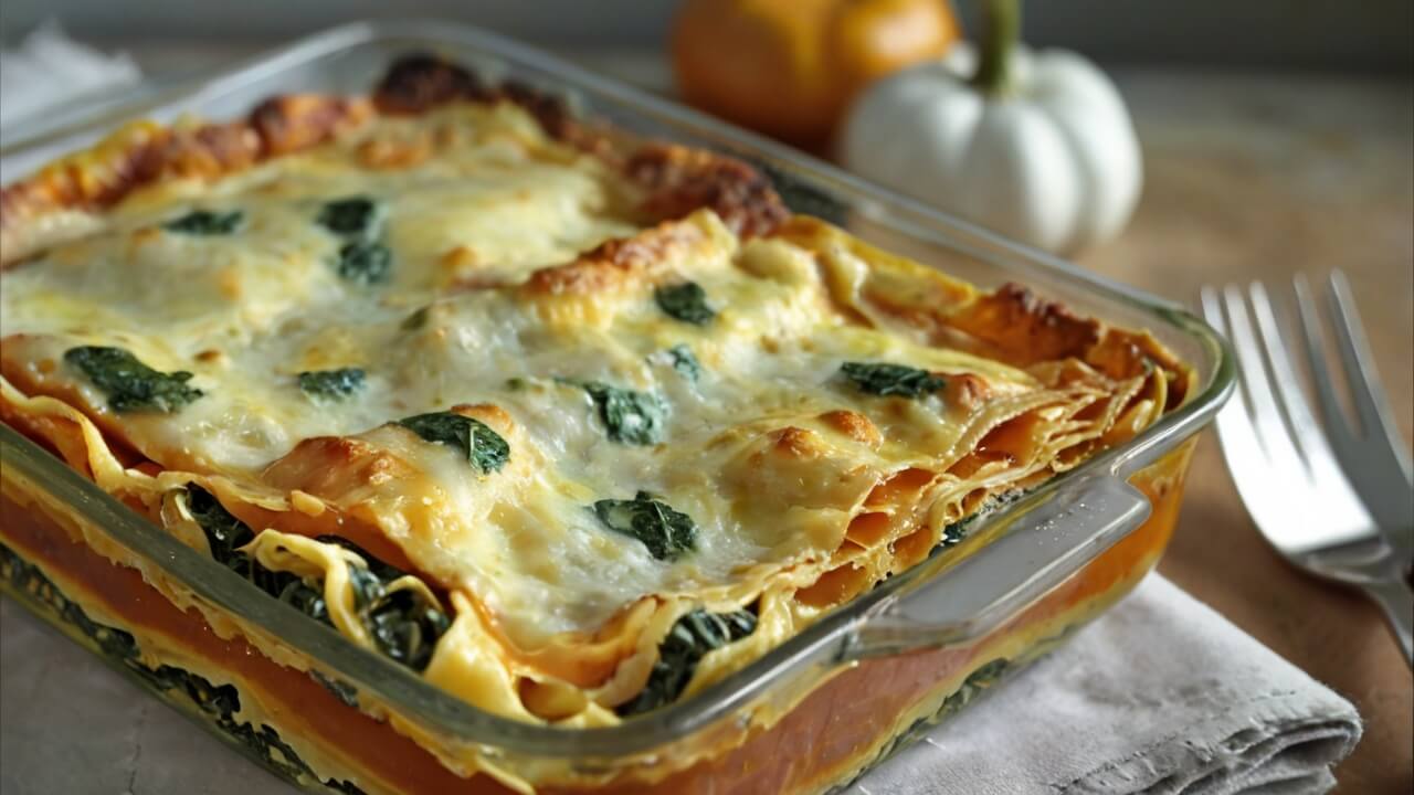 Vegetarian Pumpkin Spinach Lasagna Recipe