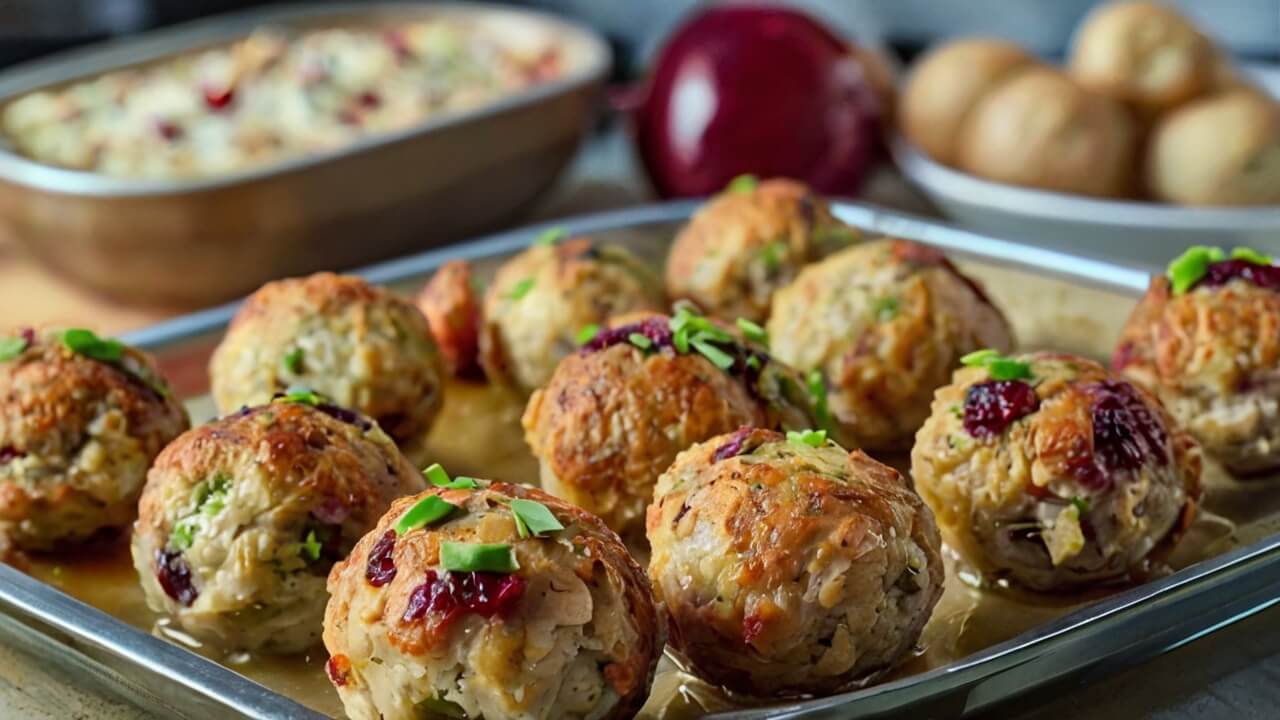 Cranberry and Turkey Stuffing Balls Recipe
