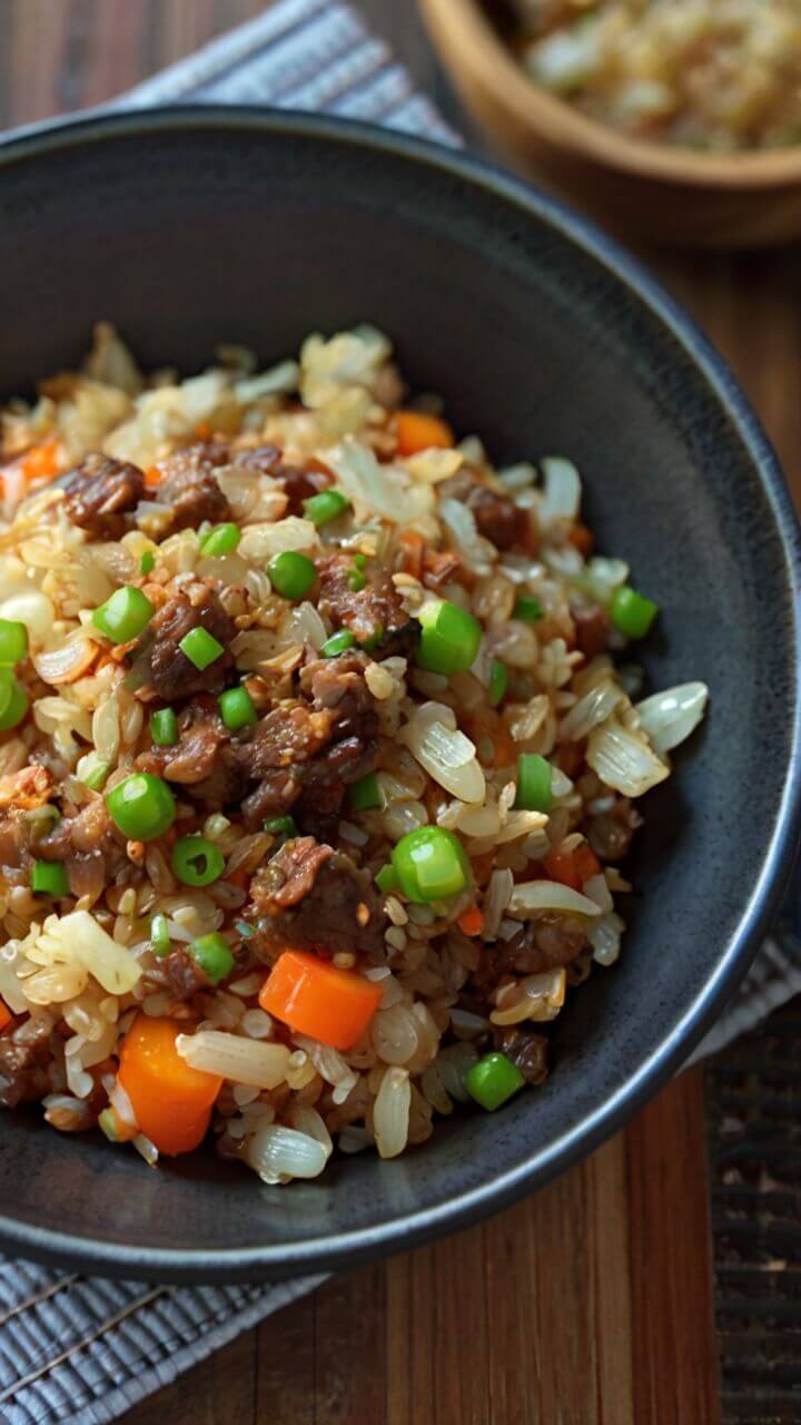 Onion Beef Fried Rice