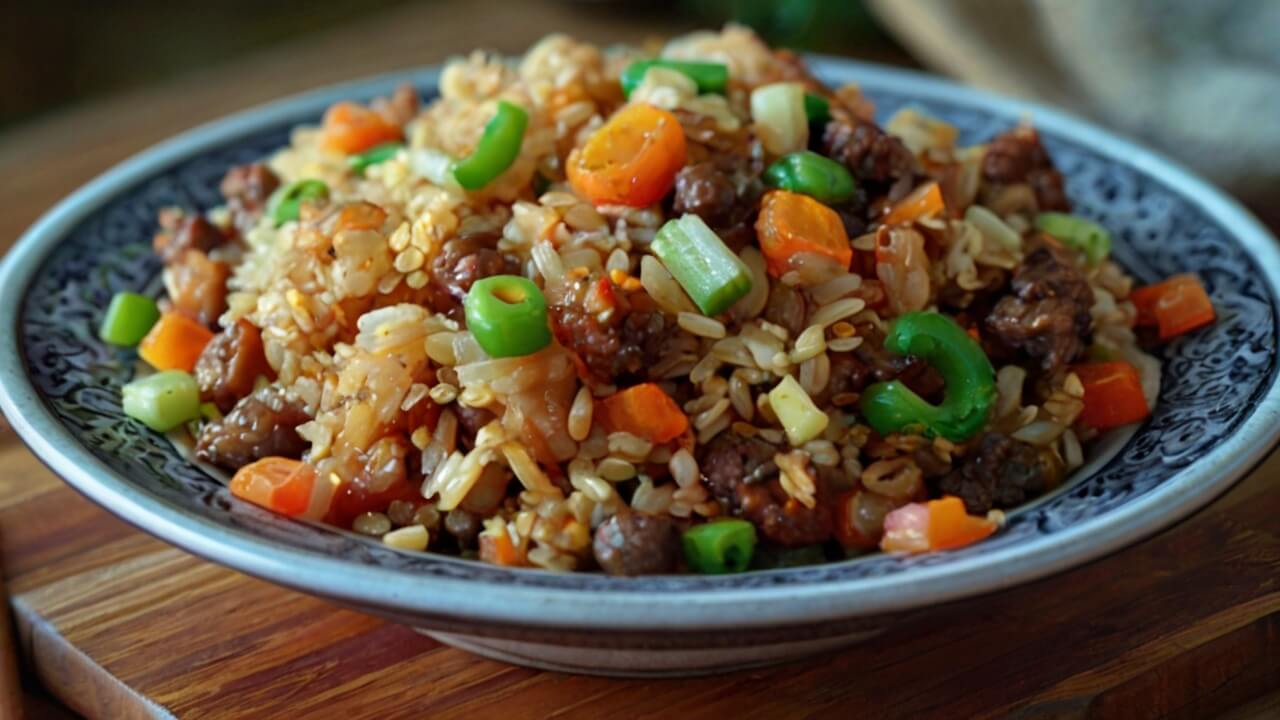 Onion Beef Fried Rice Recipe