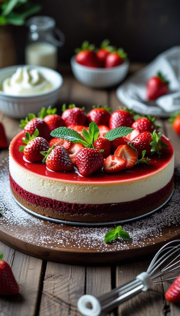 Red Velvet Strawberry Cheesecake