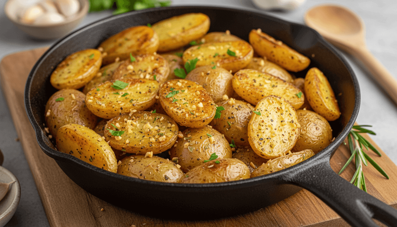 Crispy Garlic Skillet Potatoes Recipe
