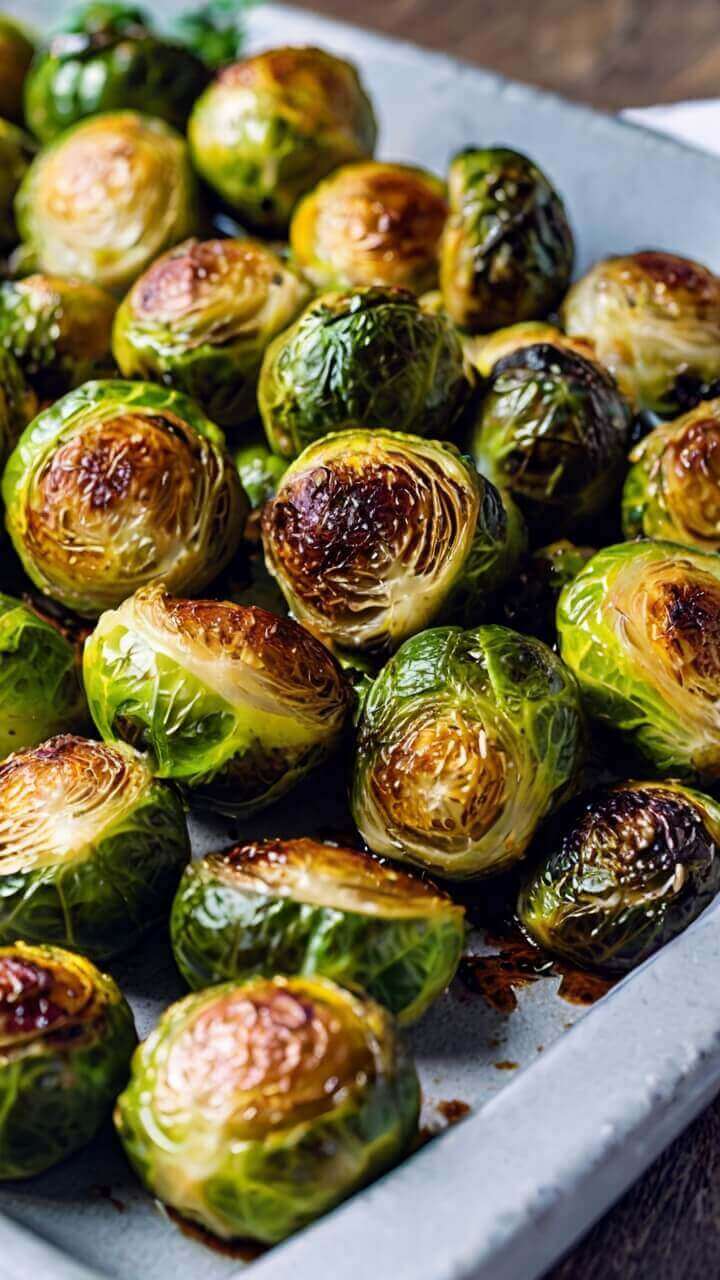 Honey Garlic Roasted Brussels Sprouts