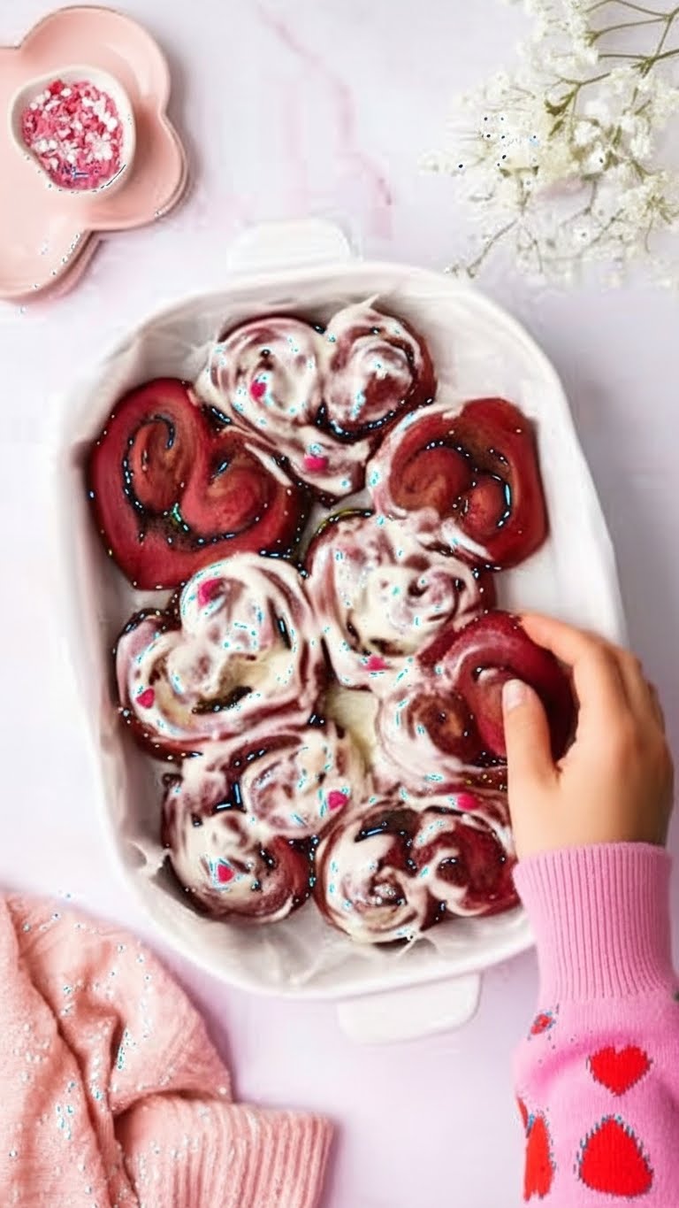 Red Velvet Valentine's Day Cinnamon Rolls