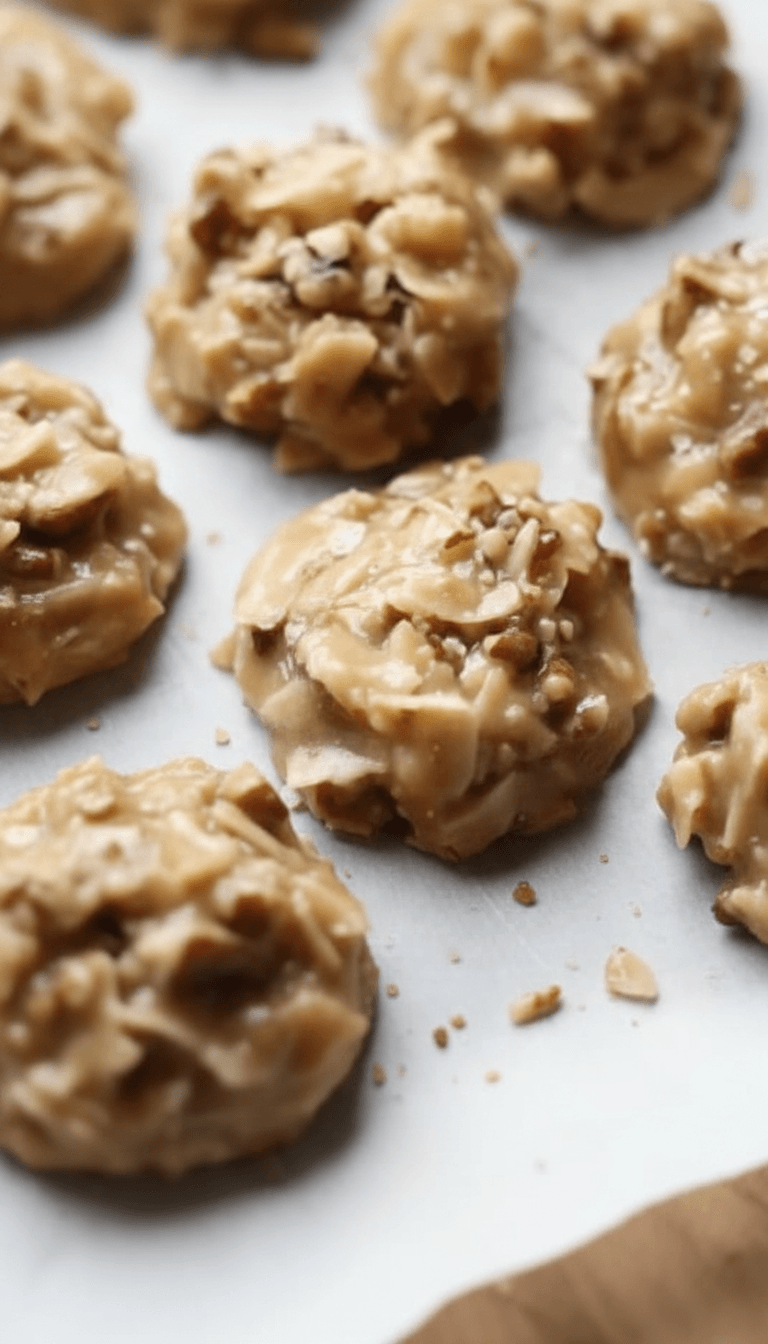 No Bake Coconut Pecan Praline Cookies