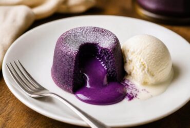 Ube Lava Cake With Vanilla Ice Cream Recipe