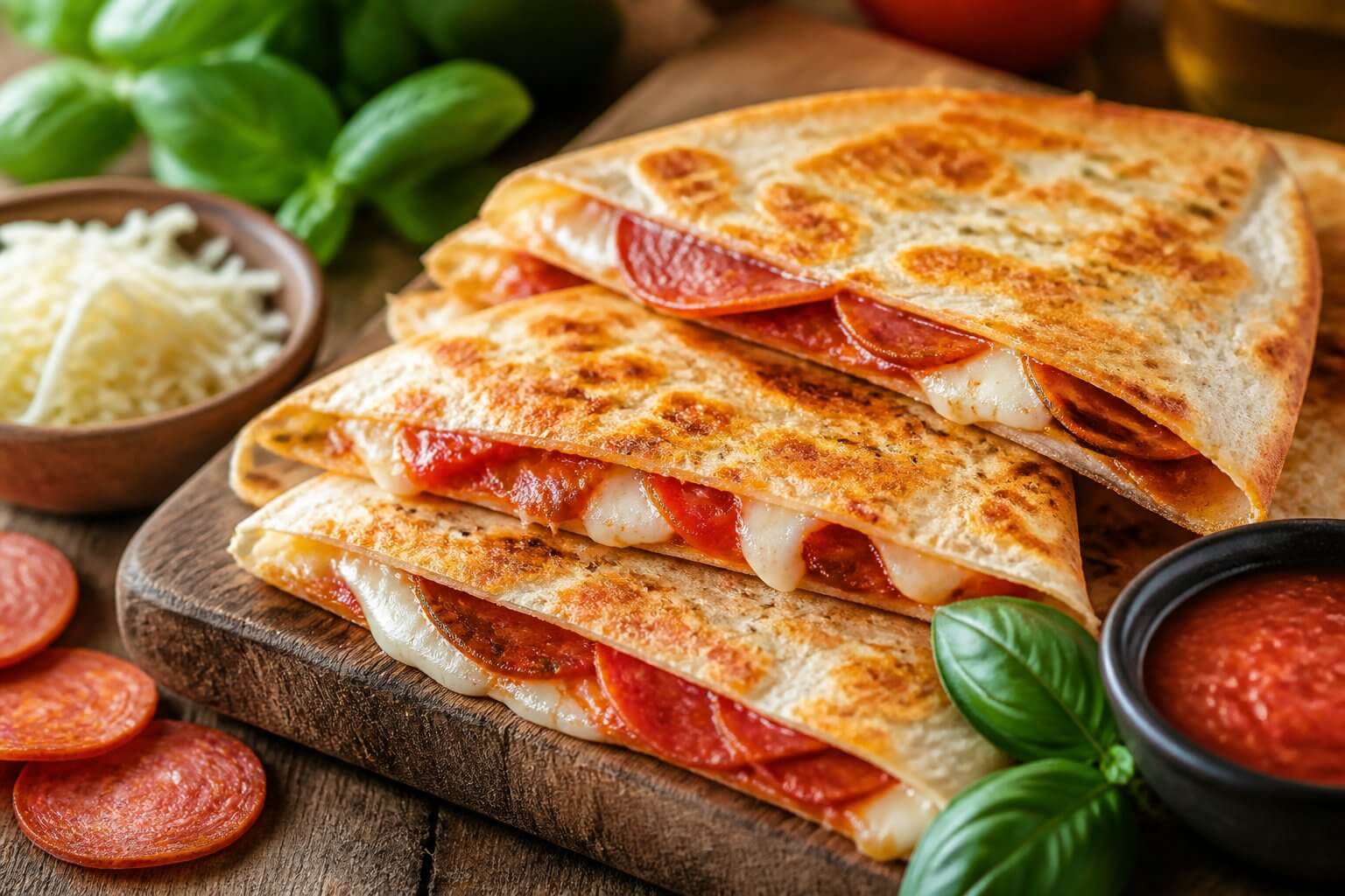 Pepperoni Pizza Quesadillas Recipe